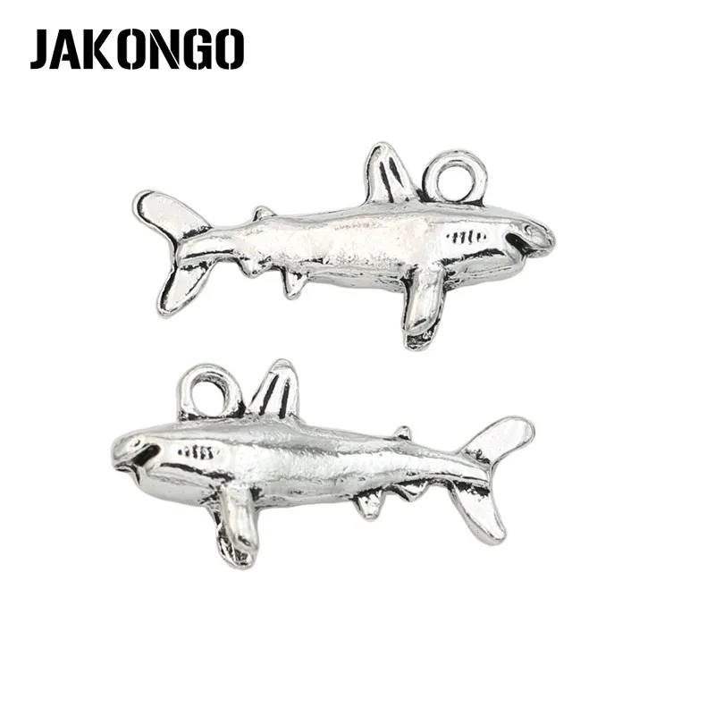 

20pcs Antique Silver Plated Shark Charms Pendants for Jewelry Making Bracelet Accessories DIY Handmade 13x25mm
