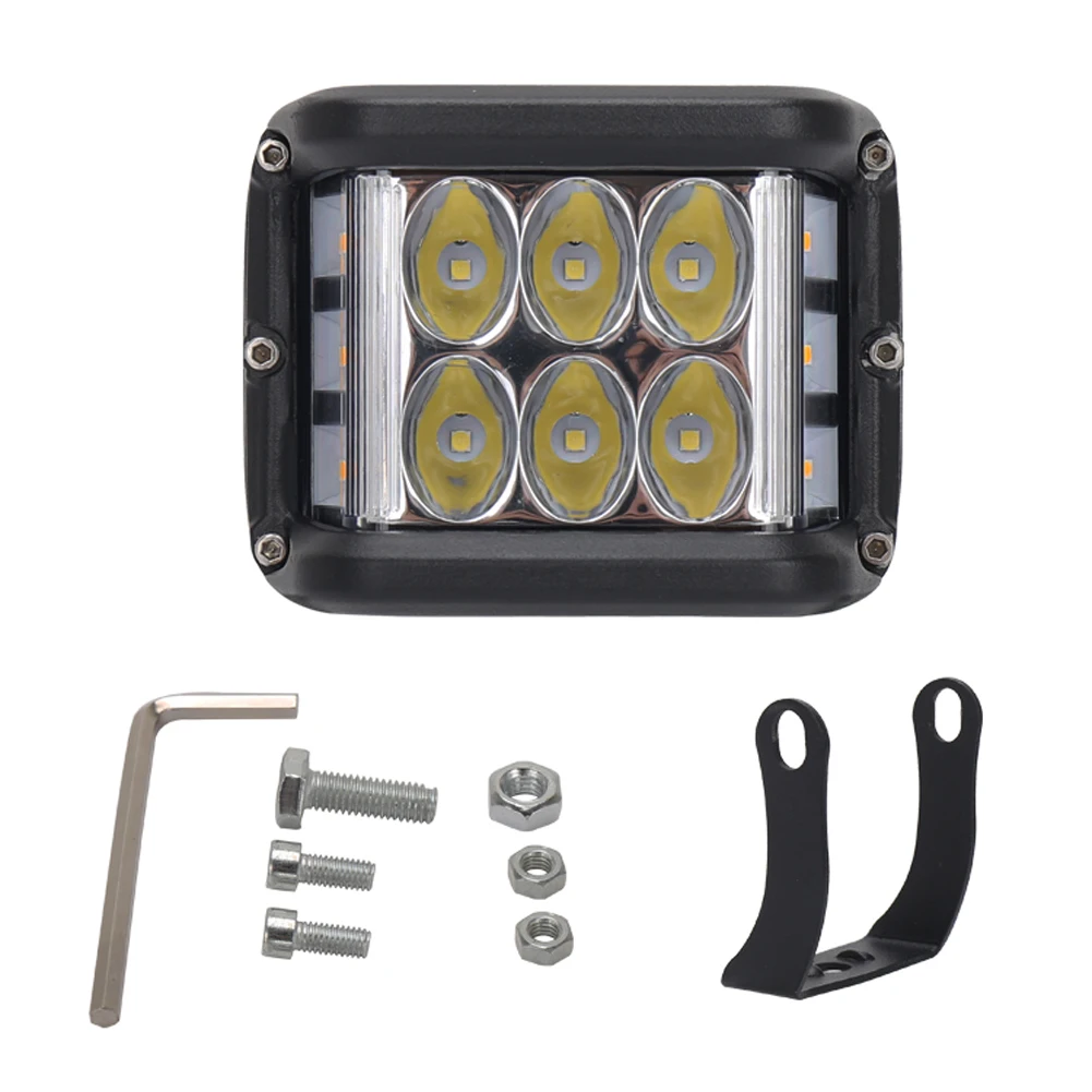 

Pair 4" Work Cube Side Shooter Led Light Bar Pod White&amber Strobe Lamp Car Suv