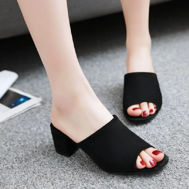 Fanyuan женские летние высокие каблуки из каучука тапочки пикантные открытые