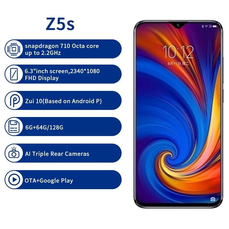 Lenovo Z5S L78071 смартфон с 6 3 дюймовым дисплеем восьмиядерным процессором Snapdragon 710 ОЗУ