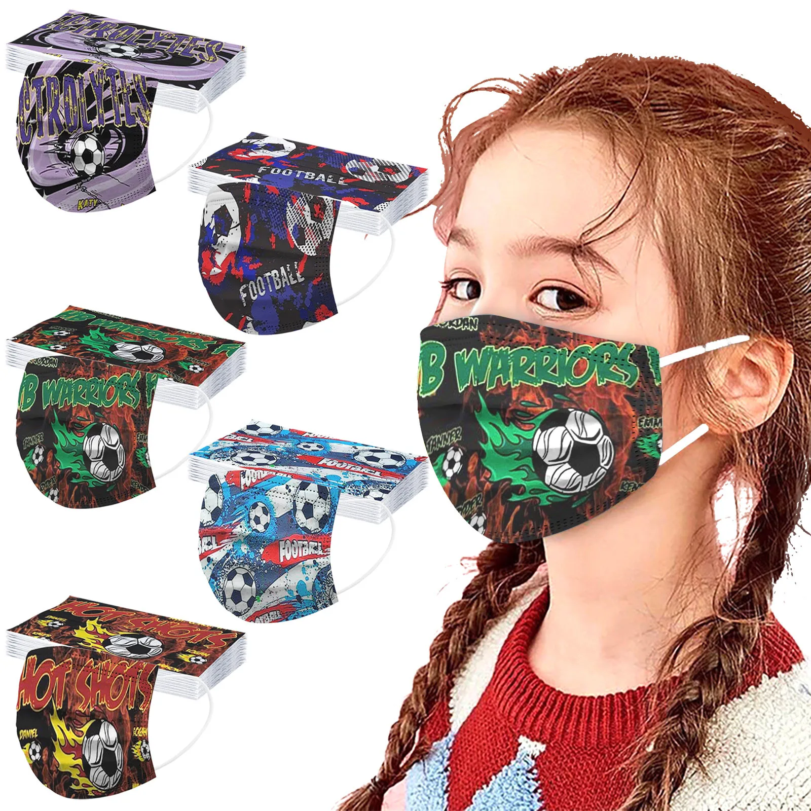 Fast Delivery Children's Disposable Masks Child Football Print Face Mask Masque Enfant Jetable Kids Soccer | Красота и здоровье