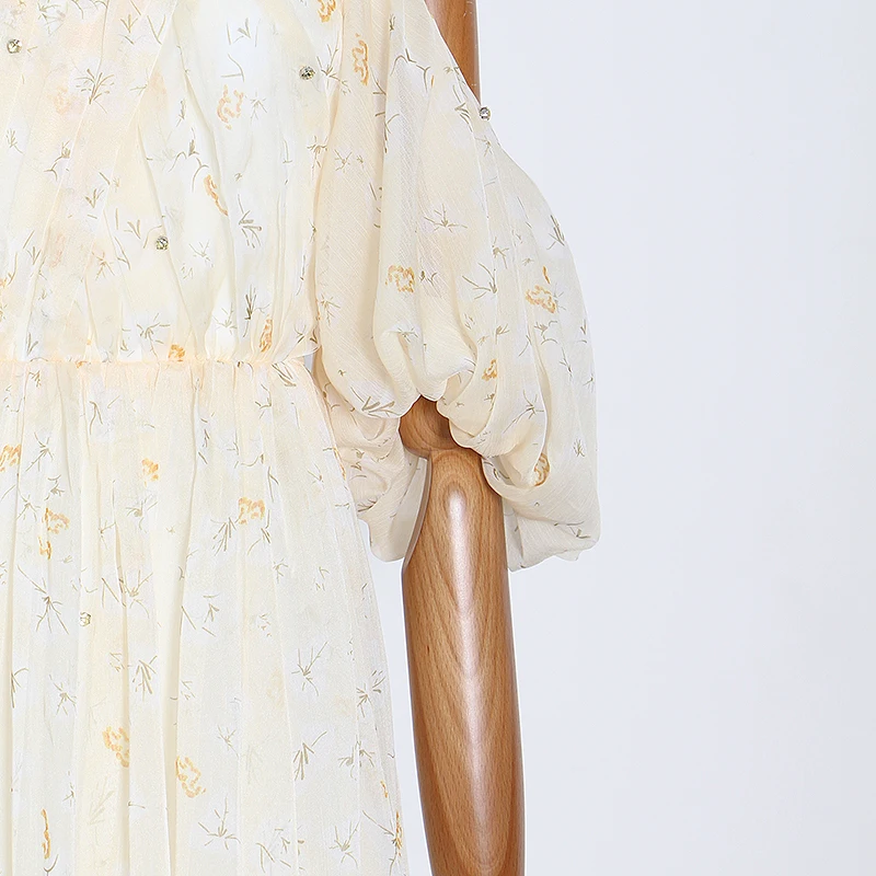 

TWOTWINSTYLE Casual Summer Party Dress Women Slash Neck Lantern Short Sleeve High Waist Patchwork Mesh Dresses Female Fashion