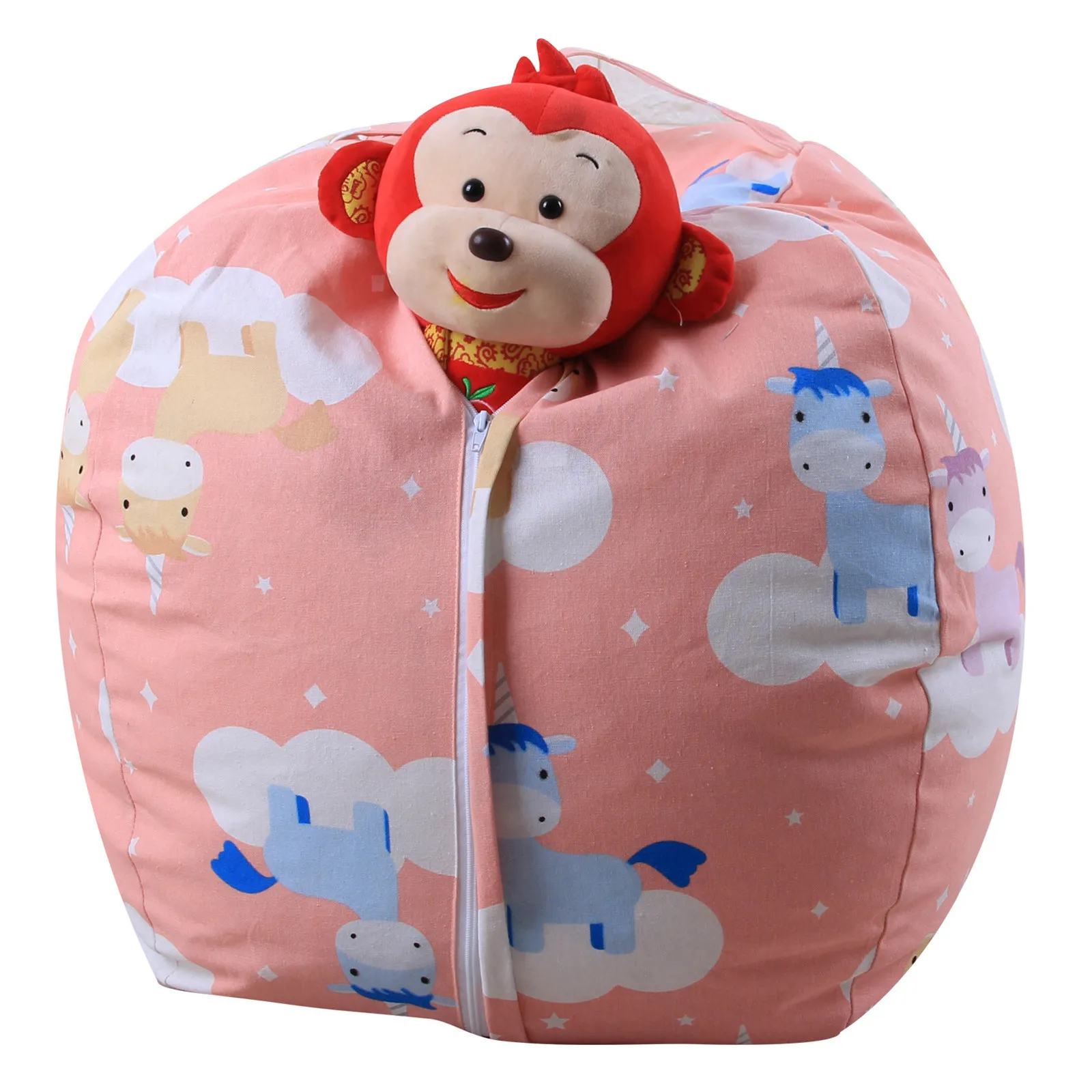 

Kids Stuffed Animal Plush Toy Storage Bag Soft Pouch Stripe Fabric Chair Durable High Quality Practical Delicate Accessories G#