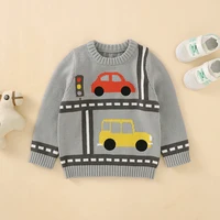 baby sweaters cotton knitted newborn boys autumn outerwear long sleeve toddler children clothing cute cartoon cars traffic light