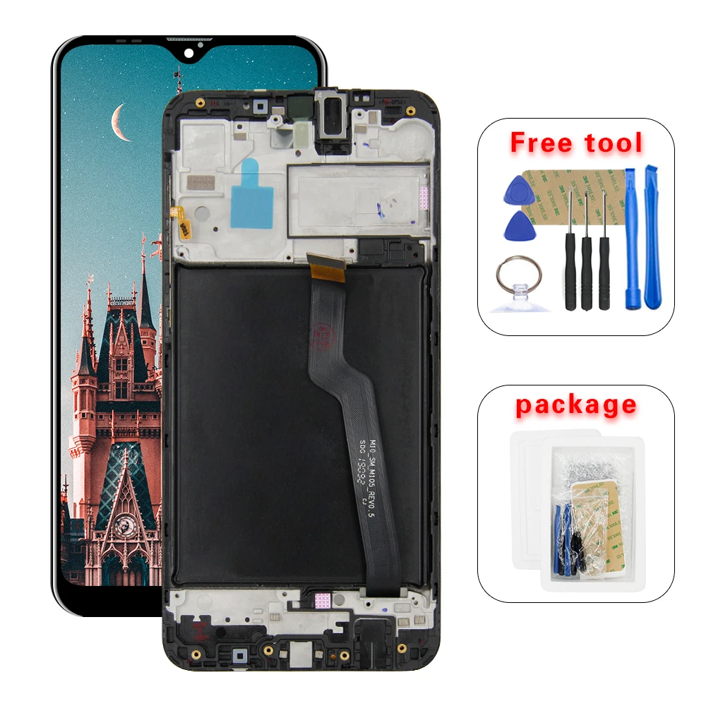 Для samsung Galaxy A10 A105 A105M SM-A105F ЖК-дисплей с сенсорным экраном дигитайзер с рамкой