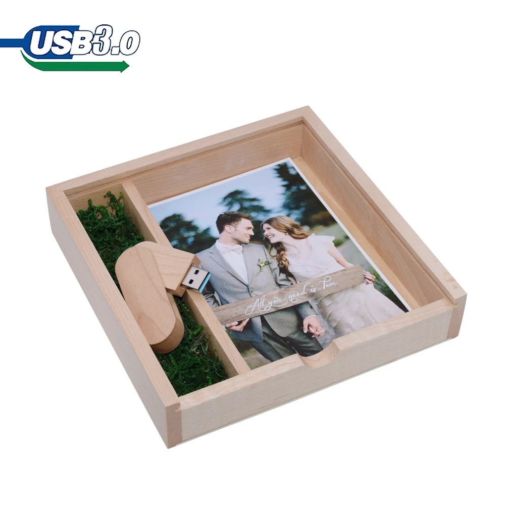 Фотоальбом Usb + коробка деревянный USB 3 0 U диск флэш накопитель Pendrive 4 ГБ 8 16 32 64 для