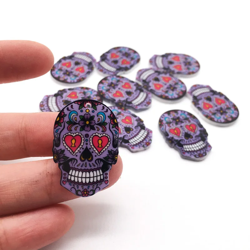 10 шт сахарный череп Хэллоуин амулеты для сережек брелки ожерелье изготовление