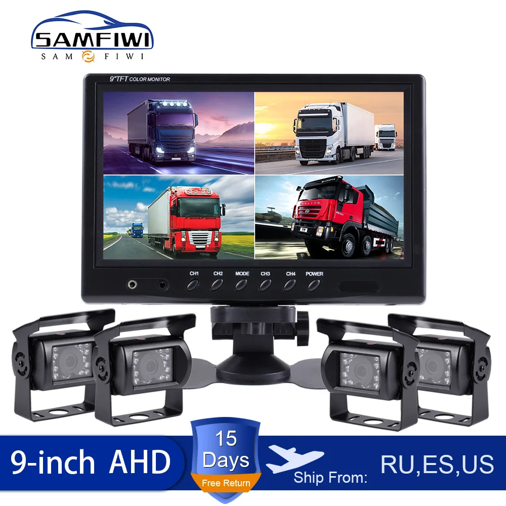 Новый 9 &quotавтомобильный монитор 4 Сплит безопасности наблюдения Автомобильный