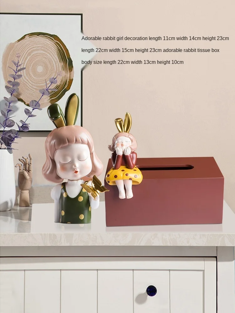 

TT Coffee Table Tissue Box Nordic Style Decoration Living Room Desktop Napkin Box Creative Cute Light Luxury