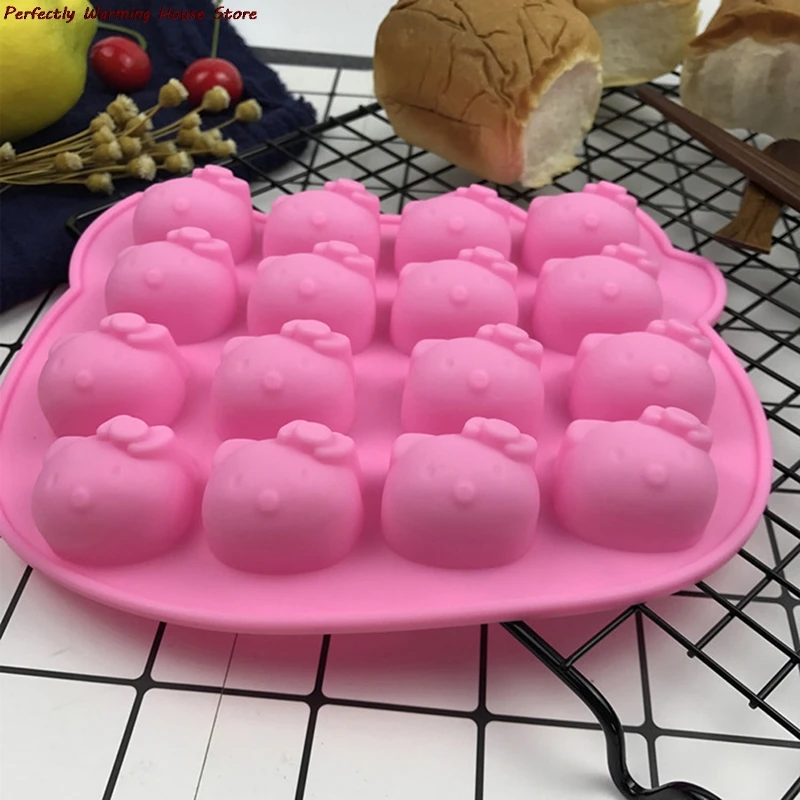 

Pink Kitty Shape Fondant Cake Pan Silicone Mold Sugar Craft Baking Decoration