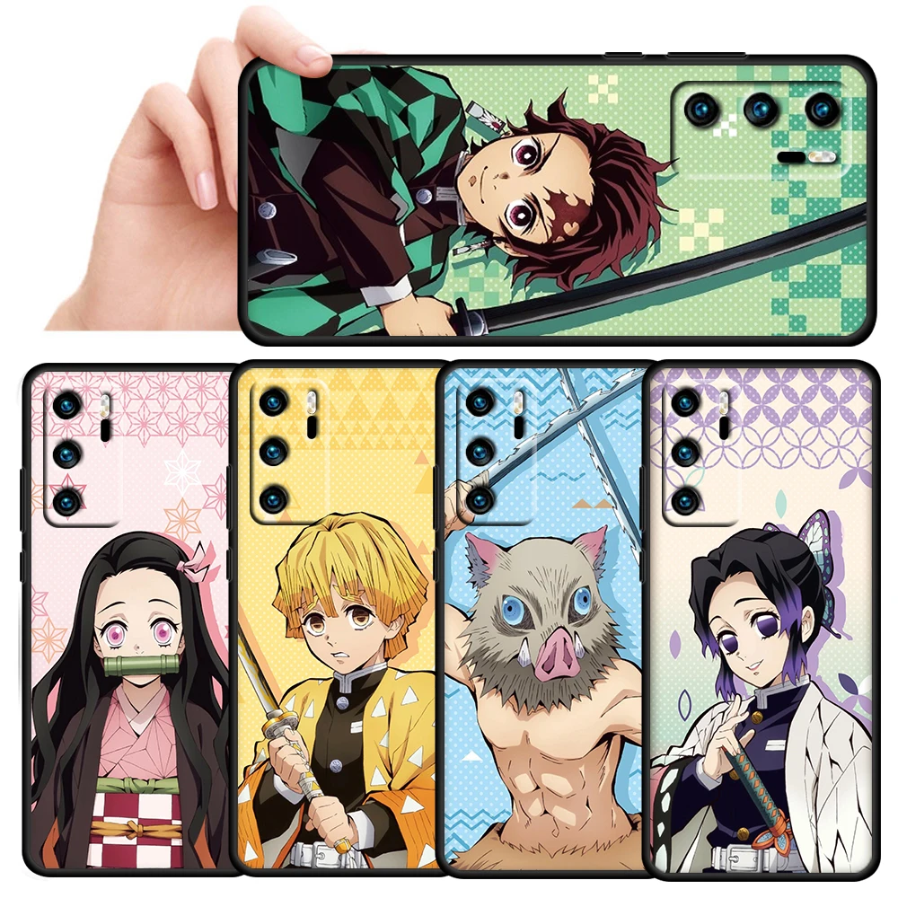 

Japan Anime Demon Slayer For Huawei P50 P20 P30 P40 5G P10 Pro Lite E Plus P9 P8 Lite Mini Silicone Soft Black Phone Case