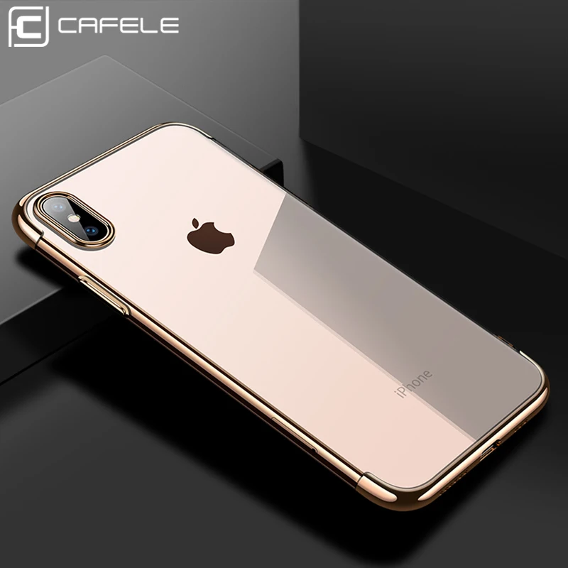 CAFELE Silicone Case for iPhone XS MAX Color Plating Luxury Transparent Backing Soft TPU Phone Full Cover |