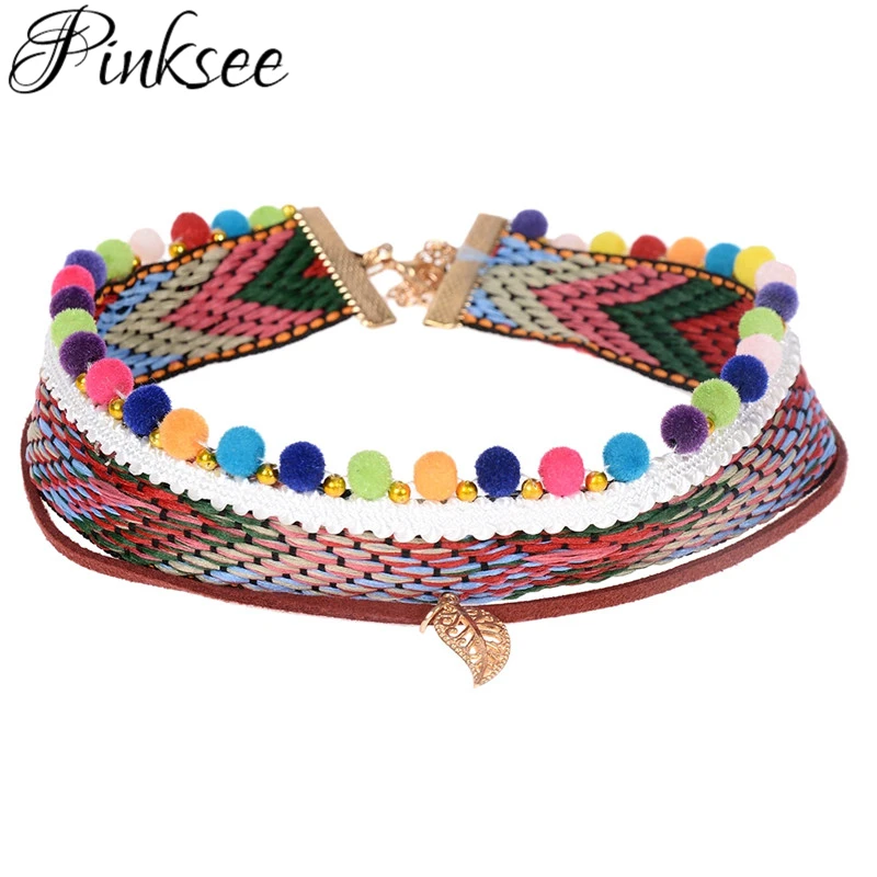 Pinksee богемное цветное плетение в этническом стиле многослойное ожерелье для