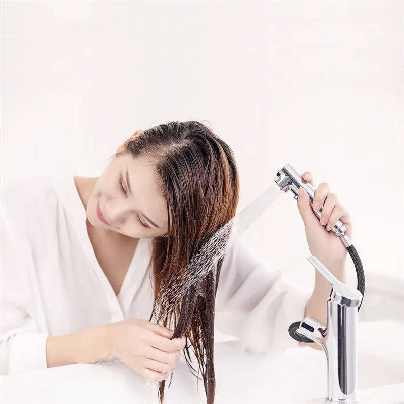 

X DABAI Bathroom Basin Sink Faucet Pull Out Rinser Sprayer Gargle Brushing 2 Mode Tap Cold & Hot Mixer X Faucet Water
