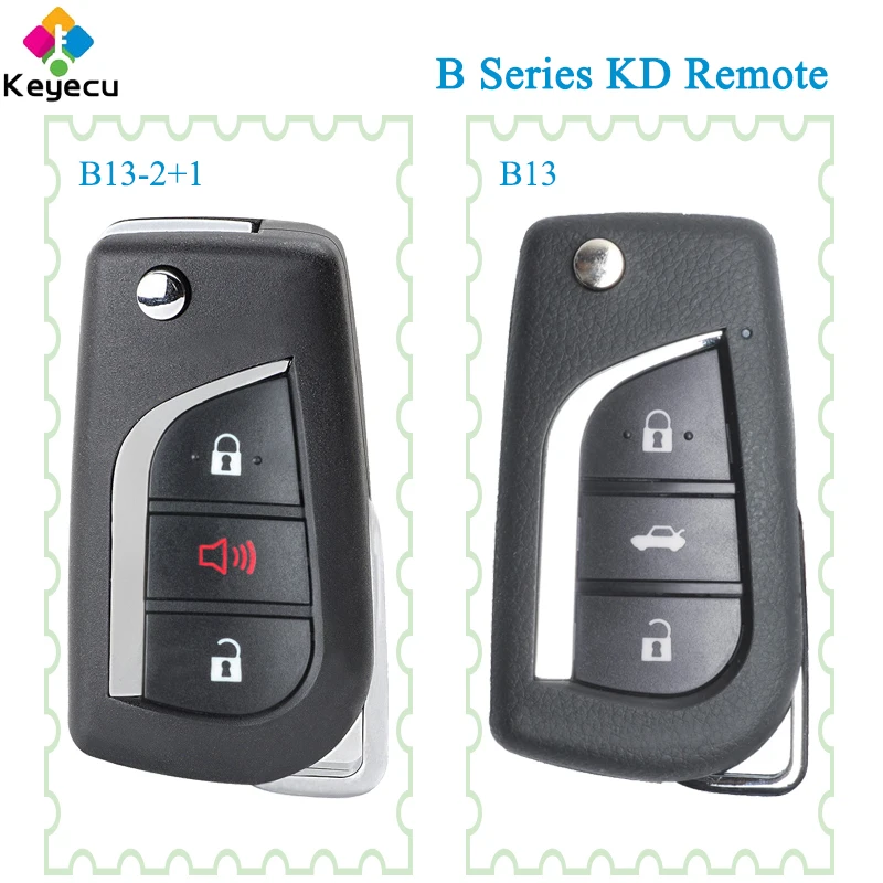 

KEYECU KEYDIY for Toyota Style Universal KD Remote 3 Buttons Car Key B Series B13 B13-2+1 Supported By KD900 KD900+ URG200 KD-X2
