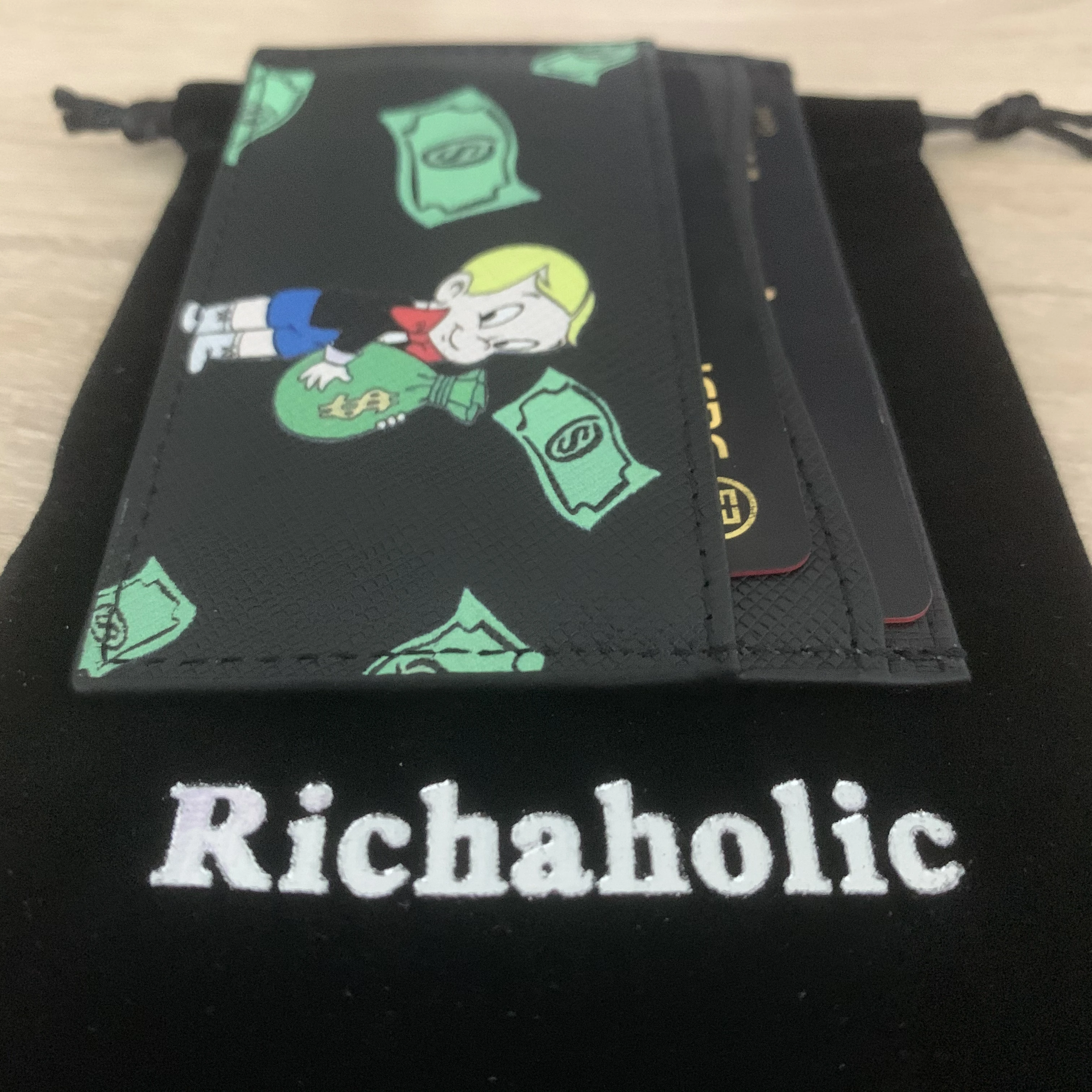 

Richaholic Luxury Card Holder Credit ID Card Small Purse Genuine Leather Monopoly Richpolic Pattern For Women Man Dropshipping