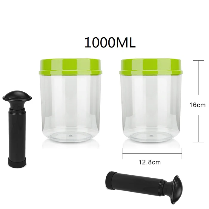 2PCS 1000ML LAIMENG 2 вакуумные контейнеры работает с вакуумной упаковочной машиной канистра с насосом пластиковый контейнер с крышкой для хранения продуктов S171 - Цвет: 2PCS 1000ML