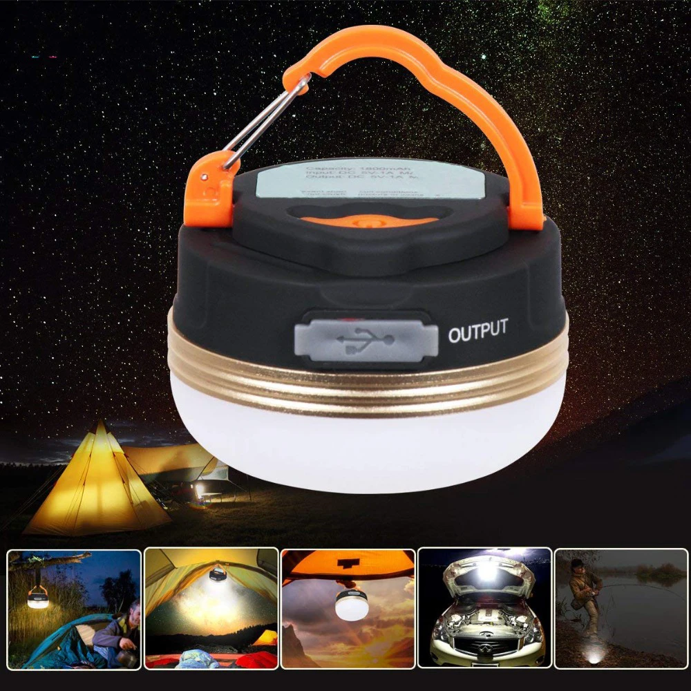 

Portable Outdoor Hiking Mini LED Lights USB Rechargeable Tent Lamp Camping Light Flashlight Hanging Lantern Yellow
