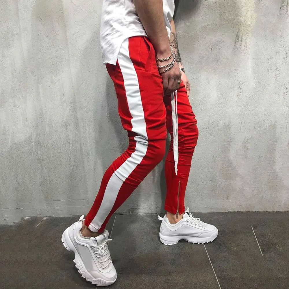 

Mens Casual Pants Striped Baggy Pockets Sweatpants Trousers 2020 New Male Lace-up Loose Hip Trousers Joggers Track Pants