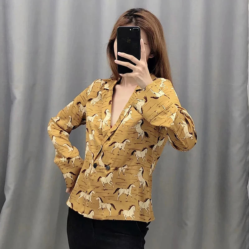 Женская Повседневная рубашка с отложным воротником желтая пижама длинным