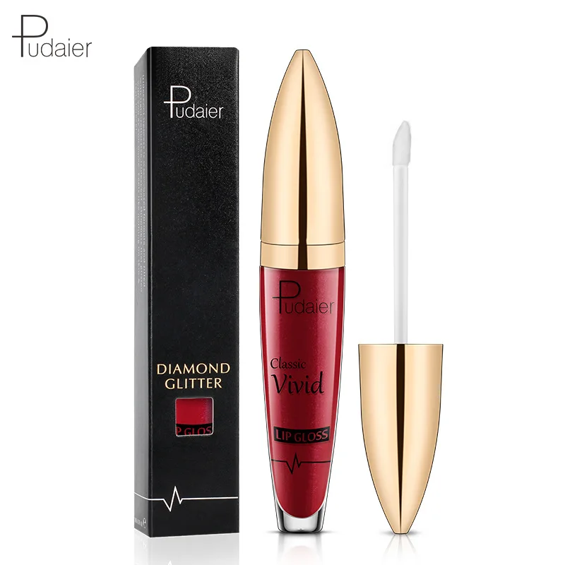 

Pudaier Sip Glitter Flip Matte Pearlescent Lip Gloss Non-stick Diamond Lip Gloss Wish Hot