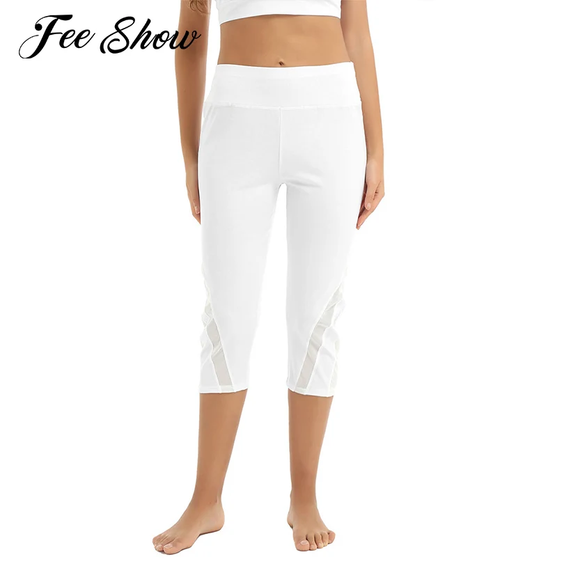 

Womens High Waist Calf Length Stretchy Capri Pants Slim Fit Leisure Sport Leggings Fitness Gym Workout Pants Leggings Trousers