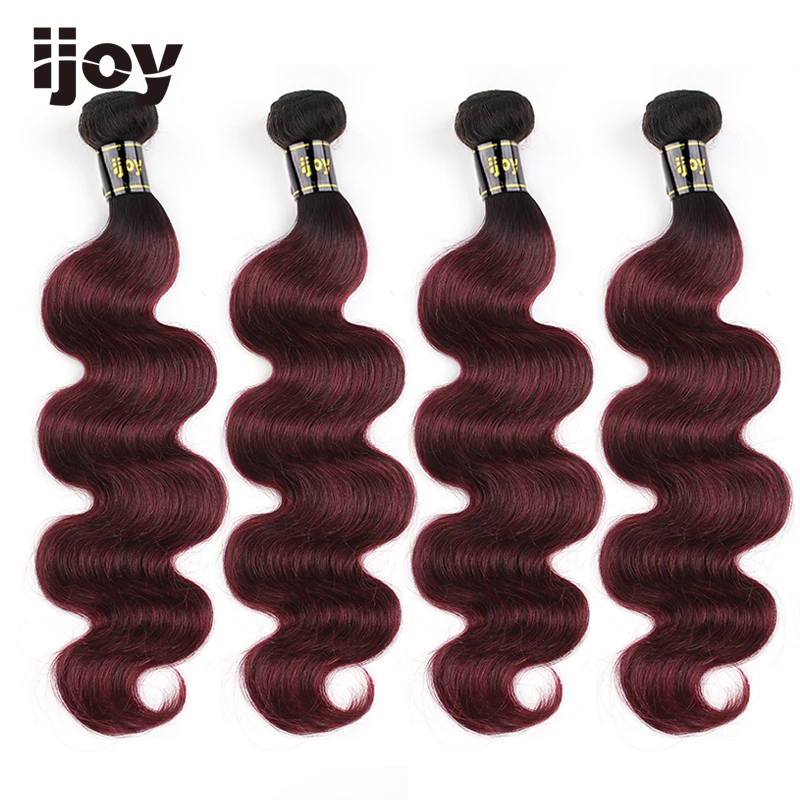 

Human Hair Weave Bundles Colored Ombre 99J Maroon Red Body Wave Bundles Brazilian Hair Extension For Black Women Non-Remy IJOY