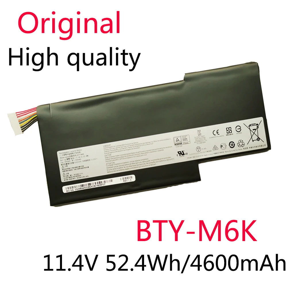 

BTY-M6K Original New Battery For MSI MS-17B4 MS-16K3 GS63VR-7RG GF63 Thin 8RD 8RD-031TH 8RC GF75 Thin 3RD 8RC 9SC 11.4V 52.4Wh