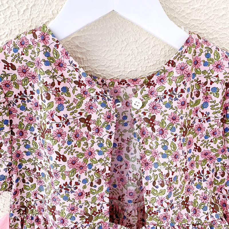 

Girls Dress 2021 Summer Puff Sleeve Floral Print Princess Dress Kids Clothing New Fashion Children's Dress toddler girl dresses
