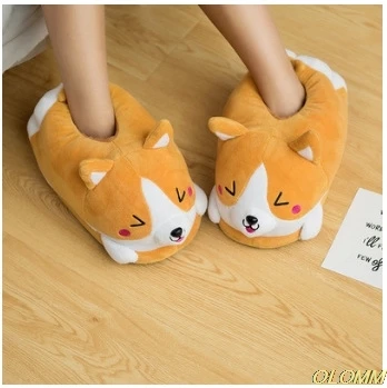 

Husky shoes funny dog slippers couple home warm cotton slippers home plush floor slippers bag with shoes non-slip warm shoes