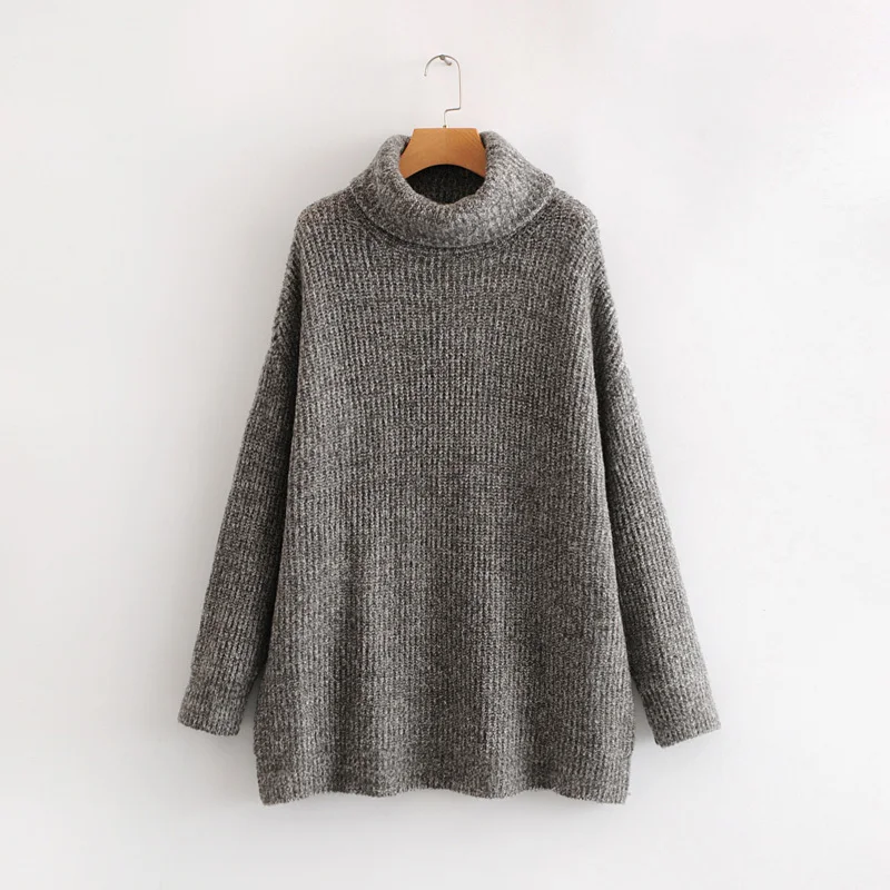 

Pink Sweater Loose Oversized Sweater Turtleneck Pullovers Autumn Winter Long Sleeve Jumpers Solid Color
