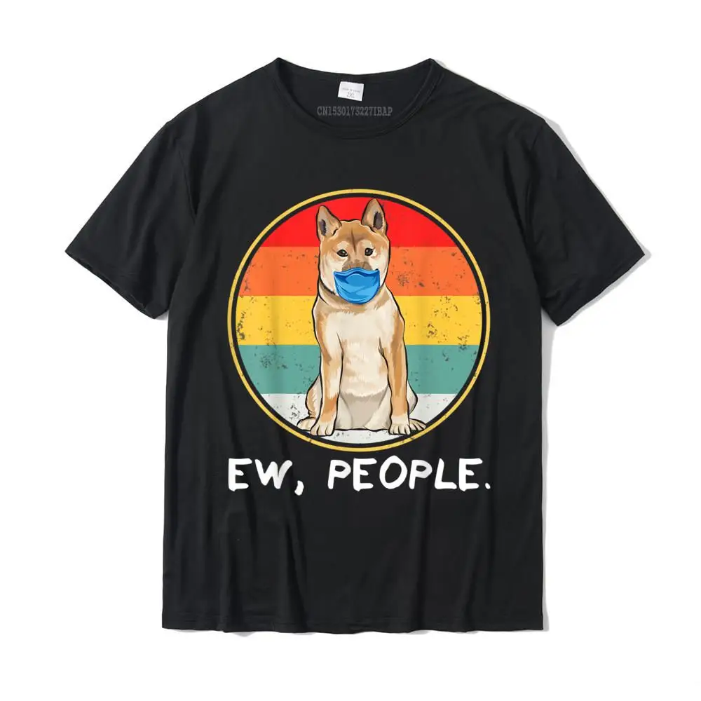 Vintage Ew People Shiba Inu Dog Wearing Face Mask T-Shirt Tops T Shirt Fitted cosie Cotton Men Top T-shirts cosie