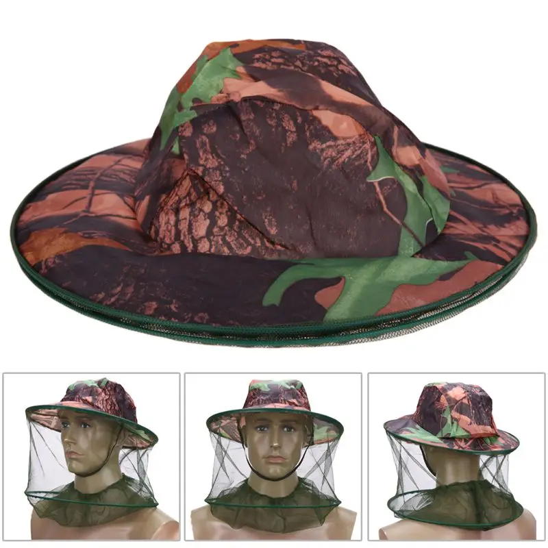 Camouflage Fishing Hat Bee keeping Insects Mosquito Net Prevention Cap Mesh Outdoor Sunshade Lone Neck Head Cover |
