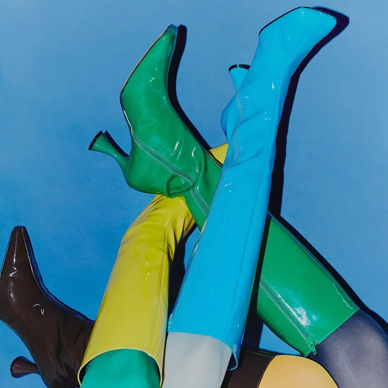 Женские ботинки на высоком тонком каблуке с квадратным носком | Обувь