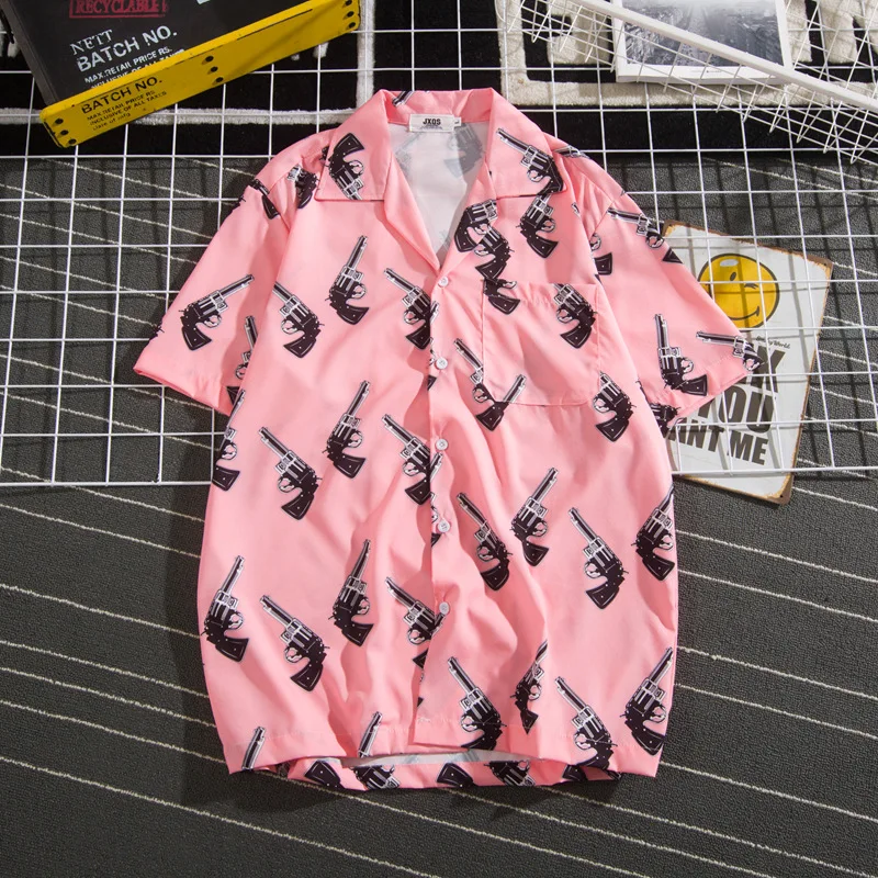 

PYJTRL New Hawaiian Beach Flower Shirt Short Sleeve Men's Coat Wear