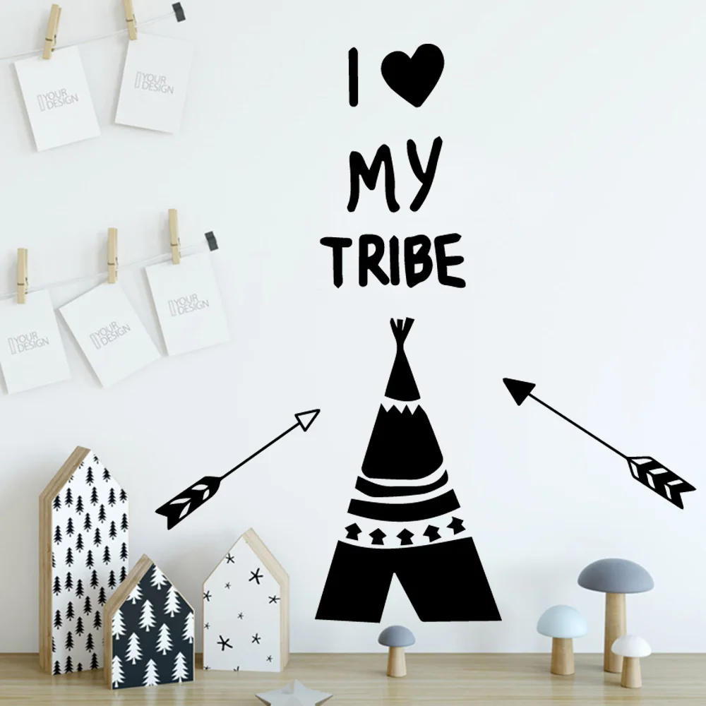 Настенные виниловые декоративные наклейки с надписью I Love Tribe водонепроницаемый