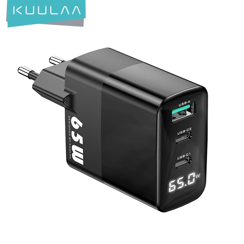 

KUULAA GaN Charger 65W USB C PD Fast Charger QC4.0 QC3.0 Quick Charge Portable Phone Charger For IPhone Macbook Laptop Tablet