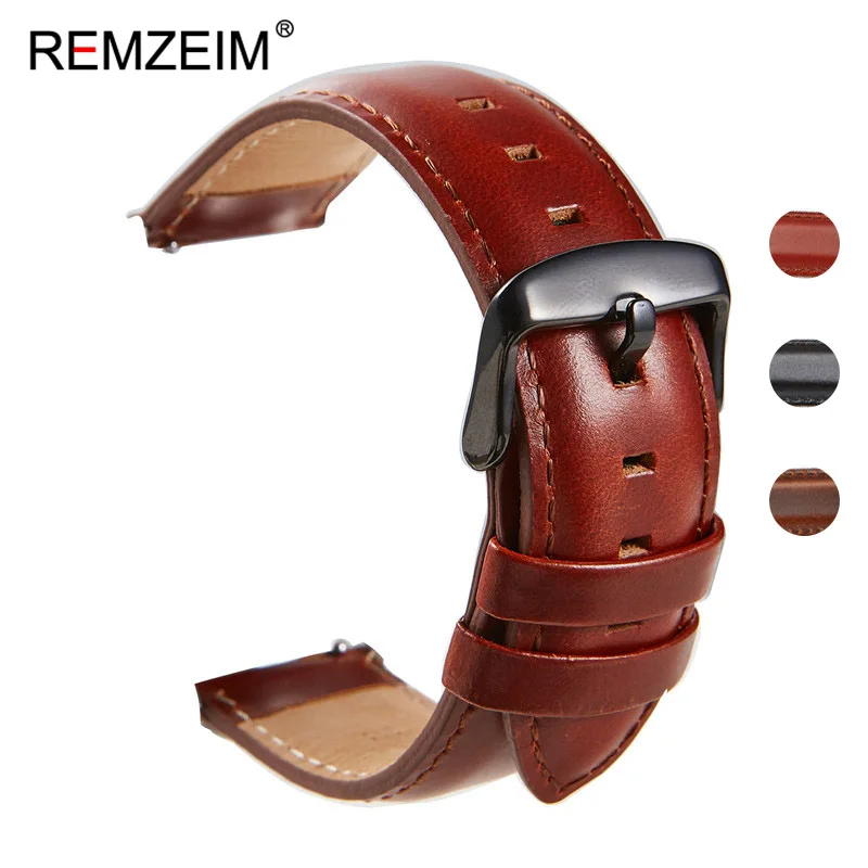 Ремешок из натуральной кожи для часов Amazfit Huawei Samsung Galaxy DW Watch Active 2 46 мм 42 Gear