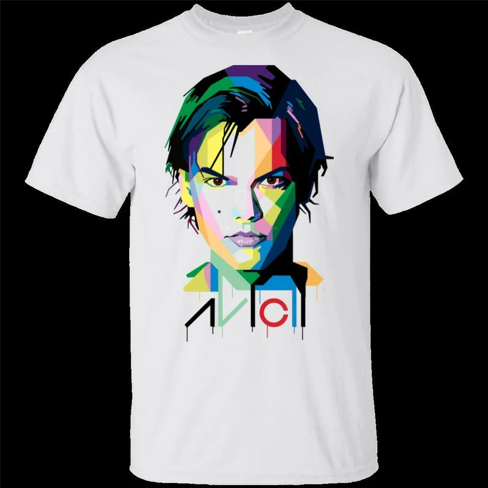 Avicii DJ Футболка Красочные графические фанаты лица мужчины-Женщины бело-черный