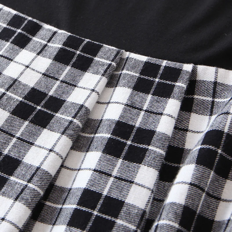 Женское винтажное клетчатое платье миди с высокой талией рукавом 3/4 и круглым