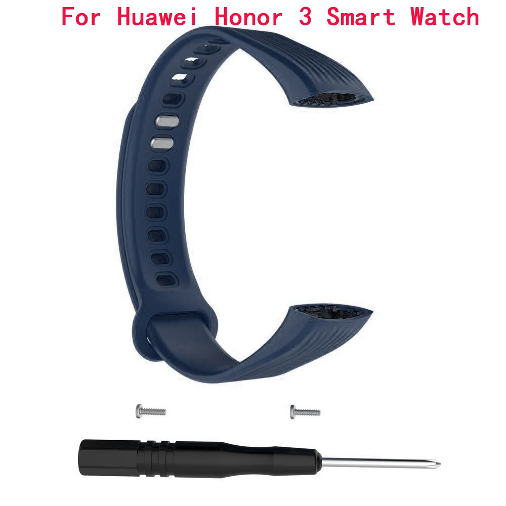 Dark blue Для huawei Honor 4 ремешок силиконовый браслет ремешок спортивный сменный водонепроницаемый браслет с инструментом для huawei Honor 3 умные часы - Цвет: Dark blue