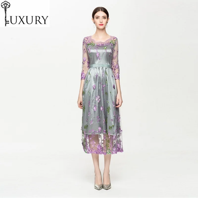 Вечернее Тюлевое платье с вышивкой модные платья для особых случаев женское