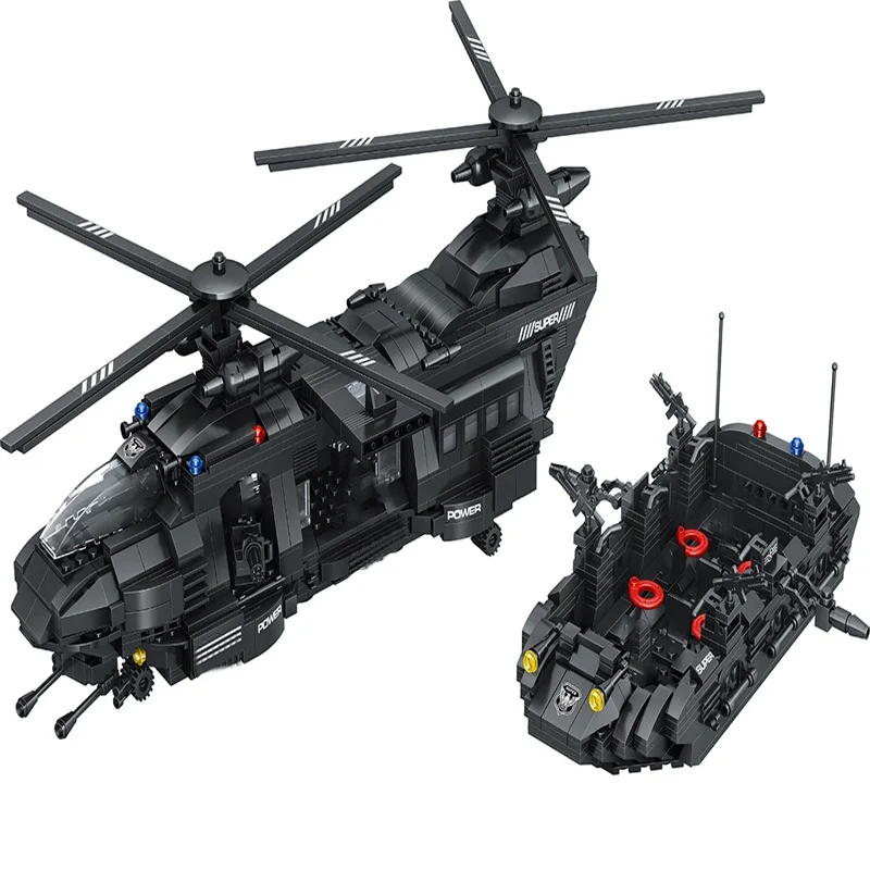 

1351pcs Military helicopter Model Buliding Blocks medium transport plane block Aseemble Bricks Compatible With toys For kids