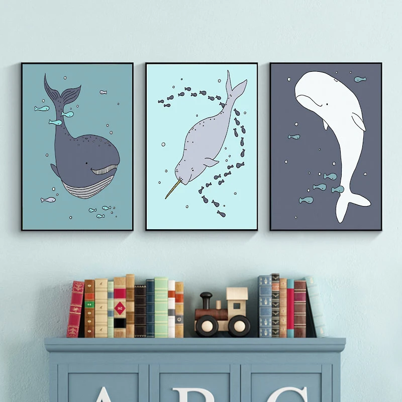 Китовая наружная живопись Настенная картина холст постеры и принты в