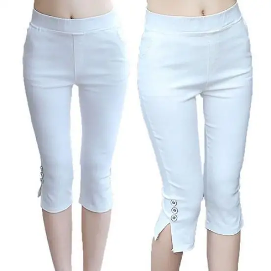 

Fashion Summer Sexy Pants Womens Soft Skinny Stretch Capri Color Leggings Casual Sports Streetwear Solid Trousers Slim Fit Tops