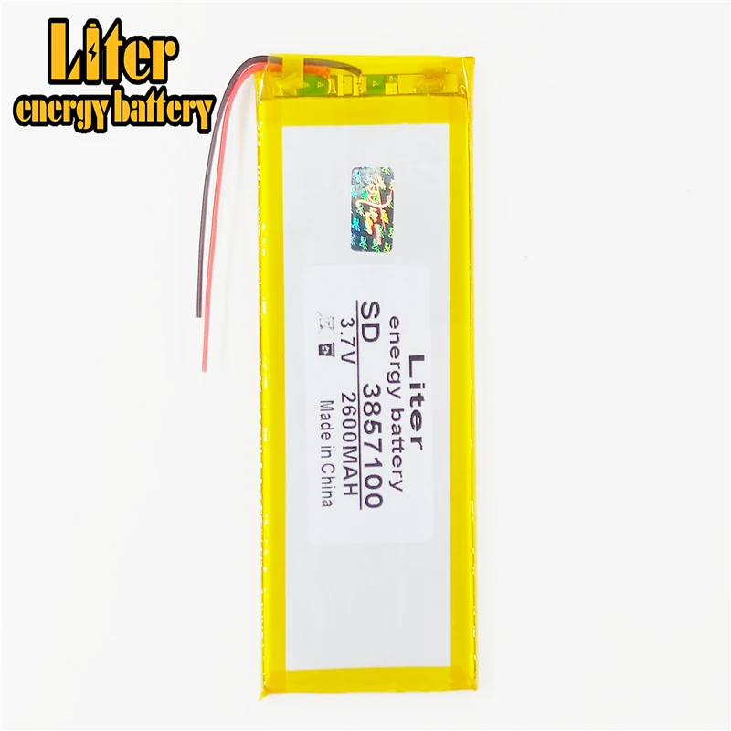 3.7V 2600mAH 3857100 polymer lithium ion / Li-ion battery for model aircraft GPS mp3 mp4 cell phone speaker bluetooth | Компьютеры и