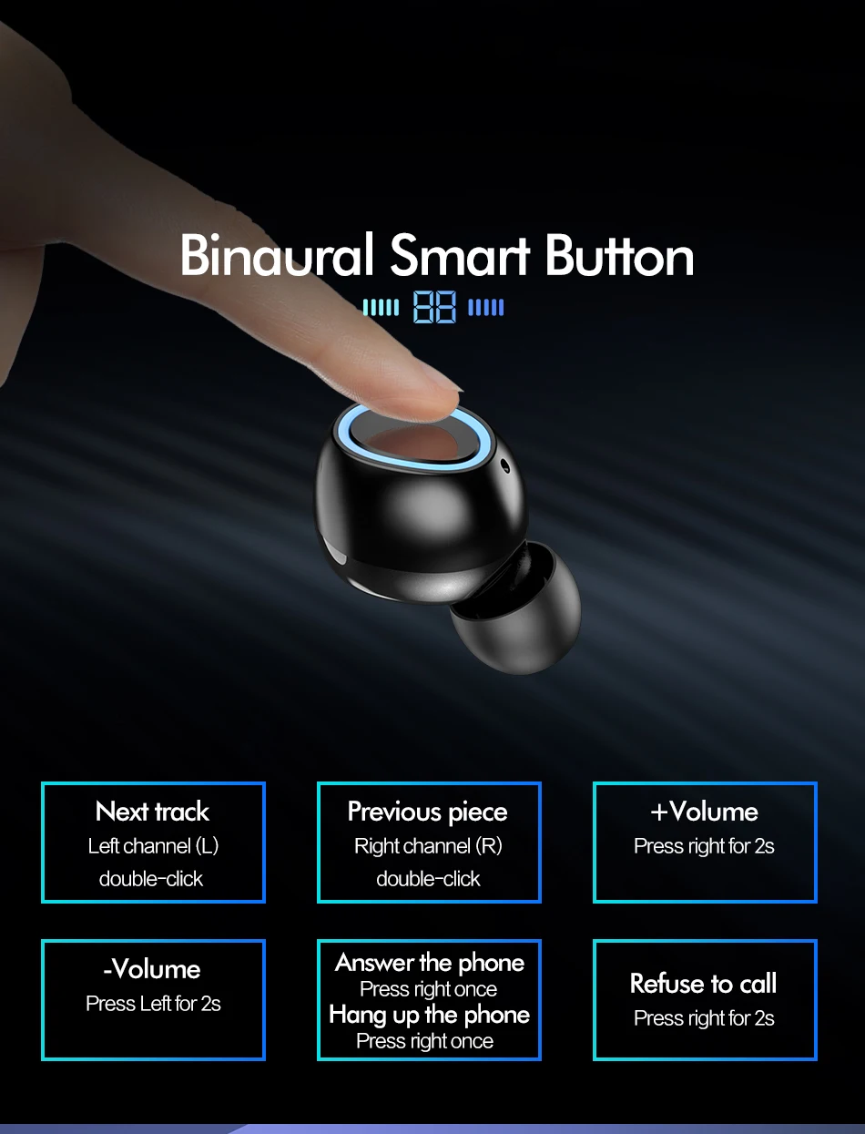ROCK беспроводные Bluetooth V5.0 наушники светодиодный дисплей 8D HIFI стерео наушники-вкладыши 2000 мАч мощная Спортивная гарнитура с микрофоном