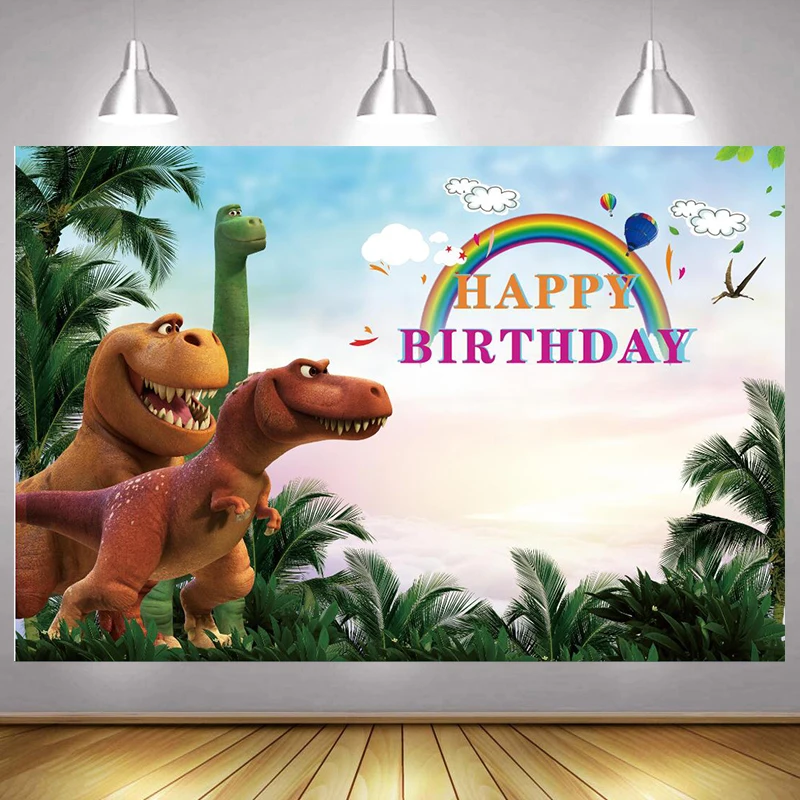 

Jurassic Dinosaur Photo Backdrop Kids Boy Forest Happy Birthday PartyTree Photograph Background Banner Decoration