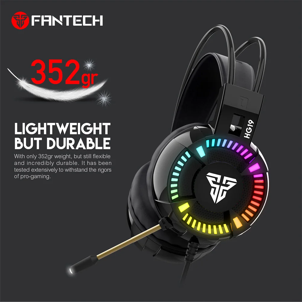 FANTECH HG19 3,5 мм разъем RGB Игровые наушники широкое звуковое поле HD наушники для игр сверхлегкие компьютерные наушники для геймера