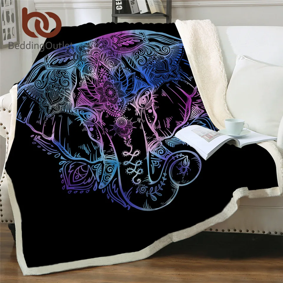 

BeddingOutlet Lotus Floral Blanket Elephant Blankets for Beds Crystal Velvet Front and Fuzzy Sherpa Back Throw Blanket